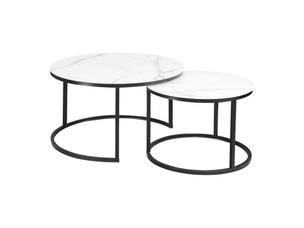 Atlanta C asztalka matt fehér márvány hatás/ króm