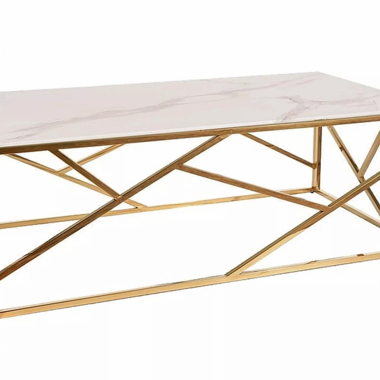 Elsa II A asztalka 120x60 márvány hatású fehér/ arany