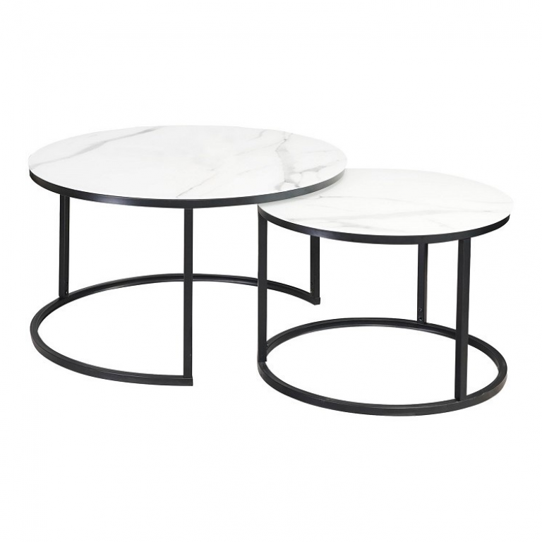 Atlanta C asztalka matt fehér márvány hatás/ króm