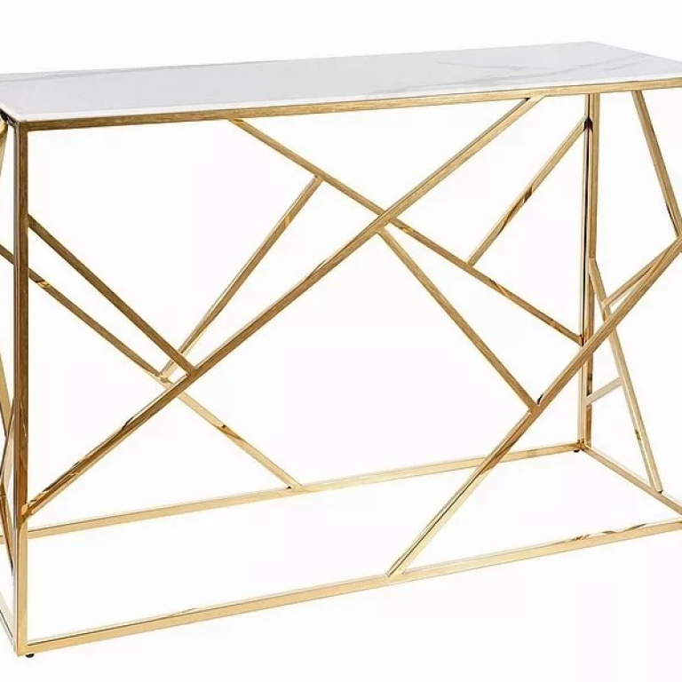 Elsa II C konzolasztal 120x40 márvány hatású fehér/ arany