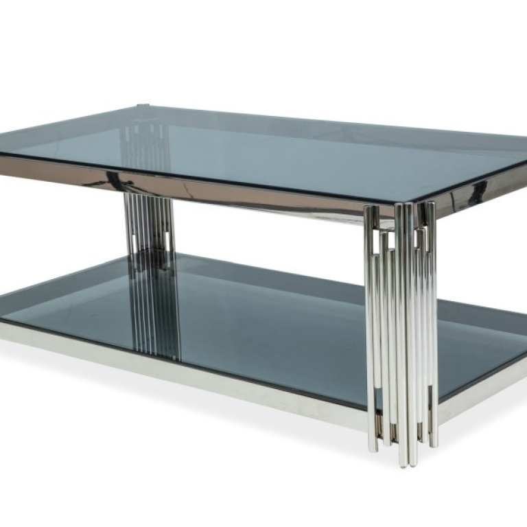 Fossil A asztalka füstüveg/ezüst fém láb (120X60)