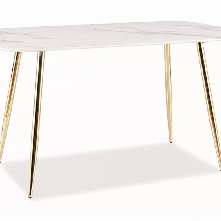 ceres étkező asztal 140X80 márvány hatású fehér/ arany láb