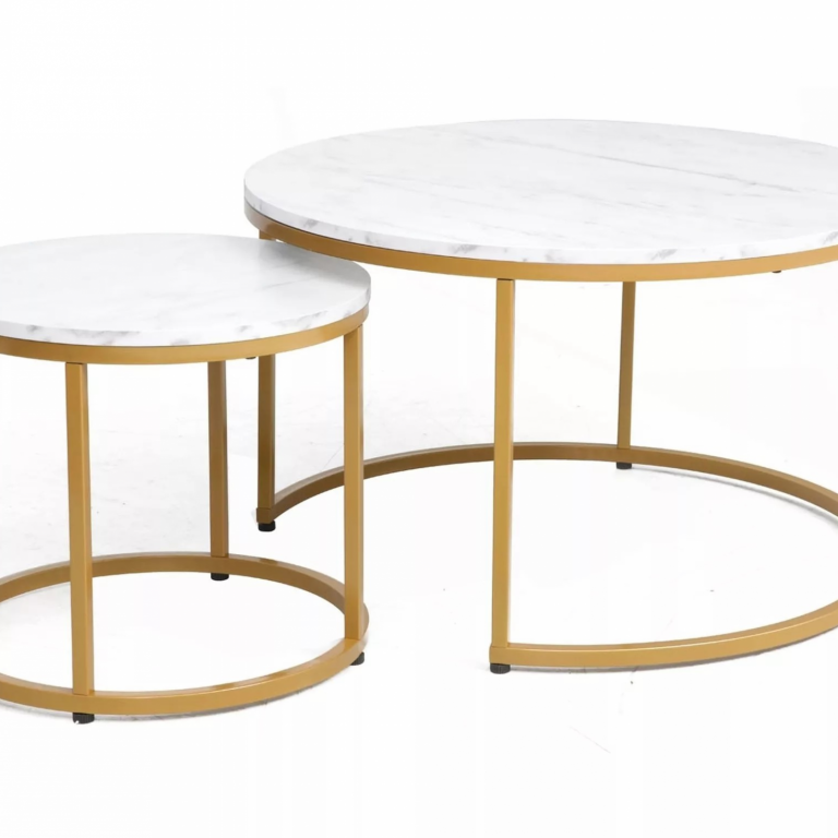 Dion asztalka összeállítás arany láb/ fehér márvány hatású asztallap