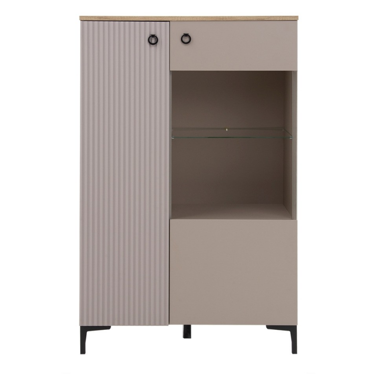 Dominica WN1D1W/140 alacsony vitrin taupe/ silverjack tölgy