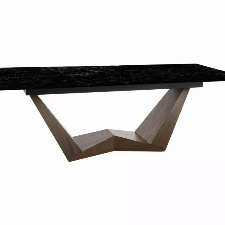 Bonucci kerámia étkező asztal Nero Greco asztallap/ dió láb (200-250)X98)