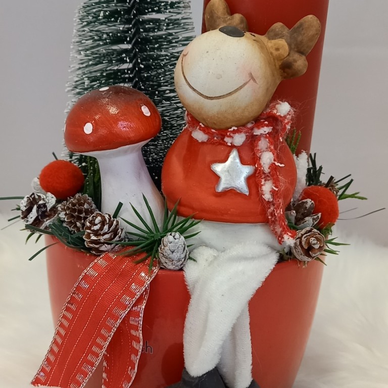 rénszarvas 1 piros gyertyával 