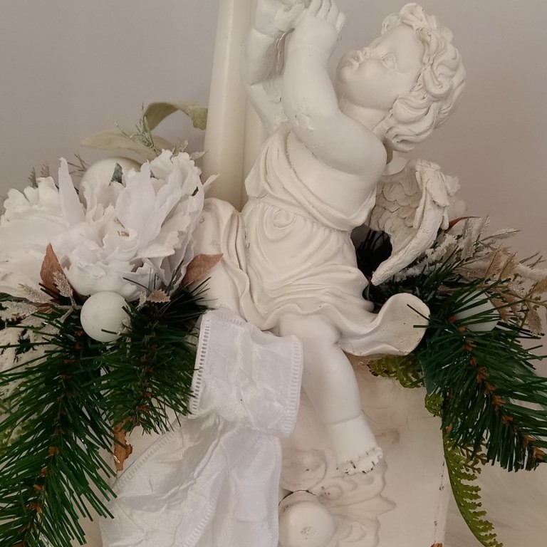 fehér angyalkás dísz