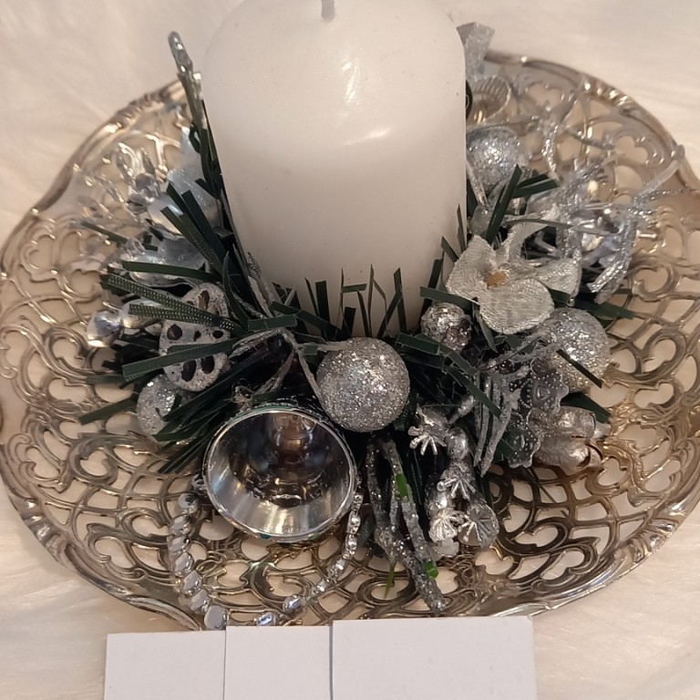 ezüst tálcás dísz