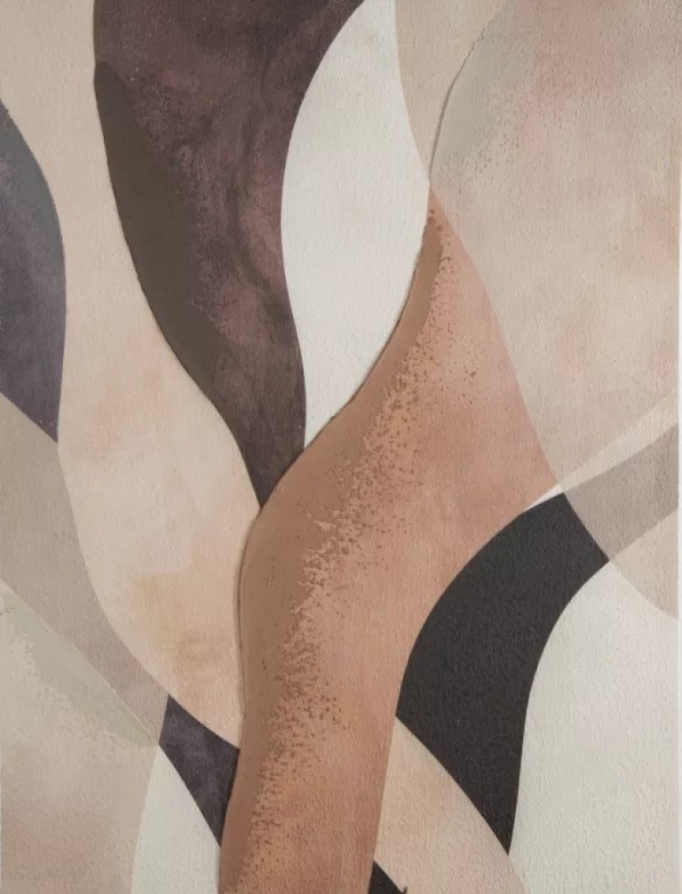 Absztrakciófestmény bézs, krémszín, kézzel festve vászonra, 60x80 cm