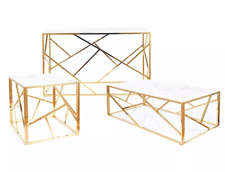 Elsa II A asztalka 120x60 márvány hatású fehér/ arany