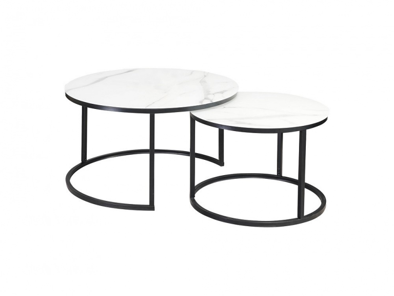 Atlanta C asztalka matt fehér márvány hatás/ króm