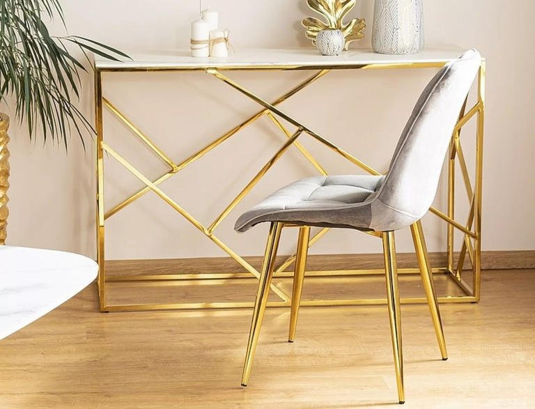 Elsa II C konzolasztal 120x40 márvány hatású fehér/ arany