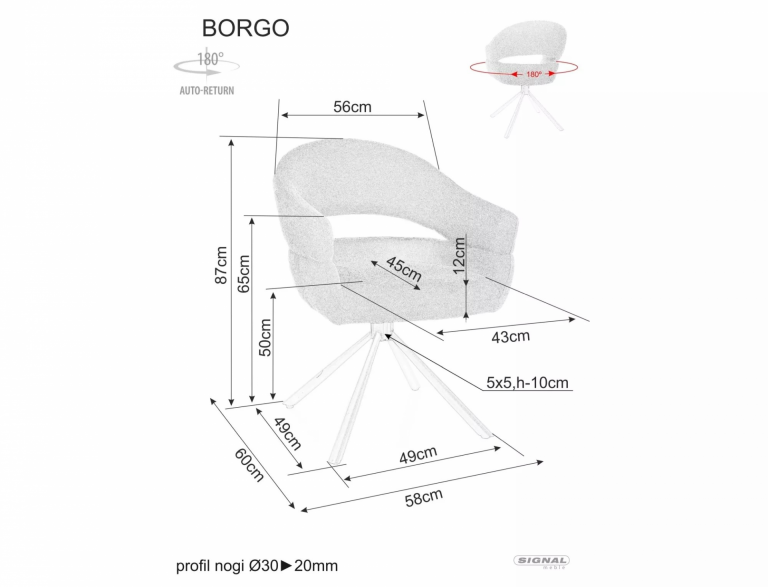 Borgo Raven szék fekete láb/ bézs 22