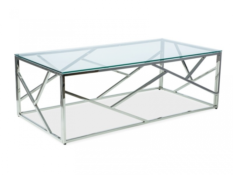 Escada A asztalka 120X60 üveg/ezüst fém