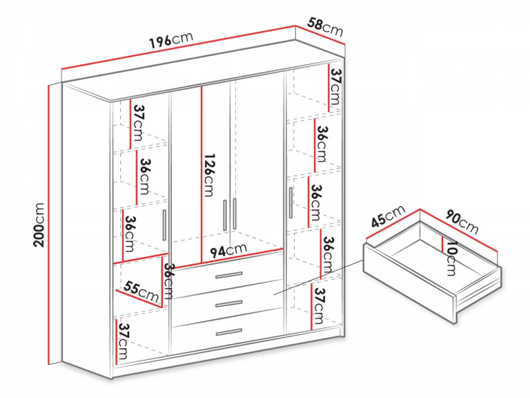 BAL/D4 gardrób grafit