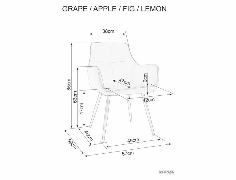 Apple Velvet étkező szék fekete láb/ gránátalma Bluvel 86