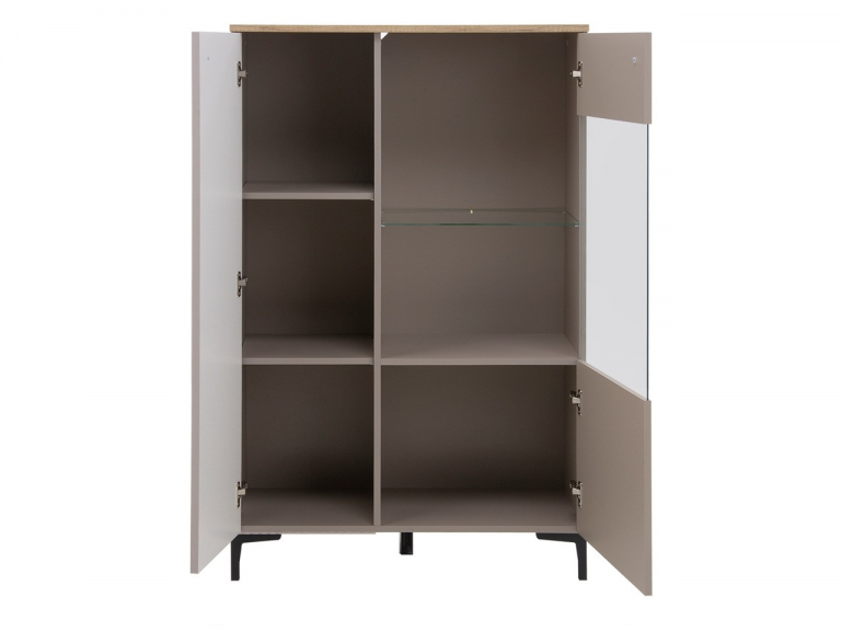 Dominica WN1D1W/140 alacsony vitrin taupe/ silverjack tölgy