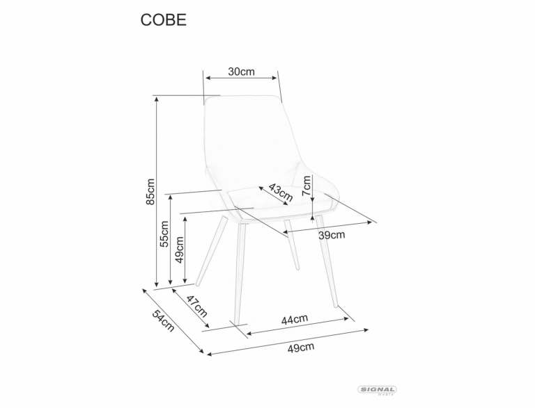 Cobe Velvet étkező szék fekete láb/ sötét bézs (Bluvel 40)