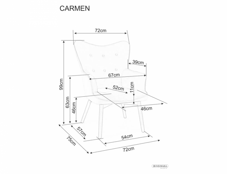 Carmen Raven fotel fekete láb/ sötét bézs 30