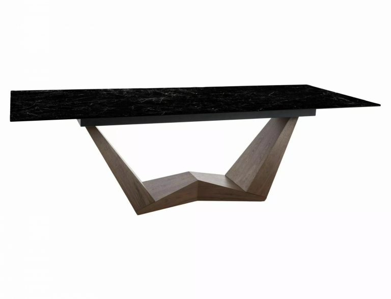 Bonucci kerámia étkező asztal Nero Greco asztallap/ dió láb (200-250)X98)