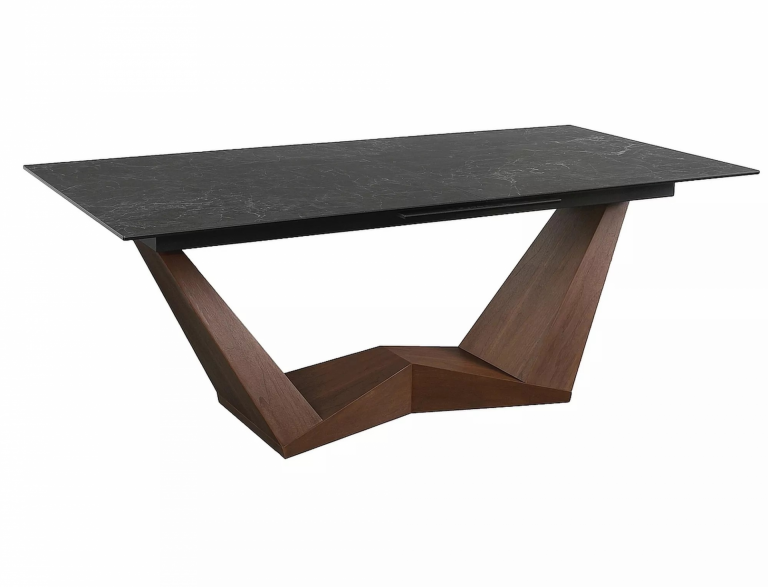 Bonucci kerámia étkező asztal Nero Greco asztallap/ dió láb (200-250)X98)