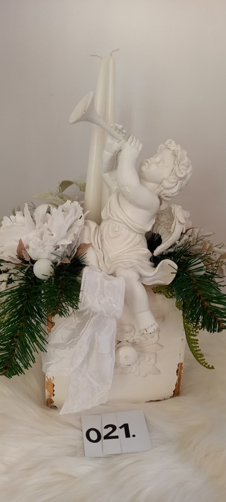 fehér angyalkás dísz