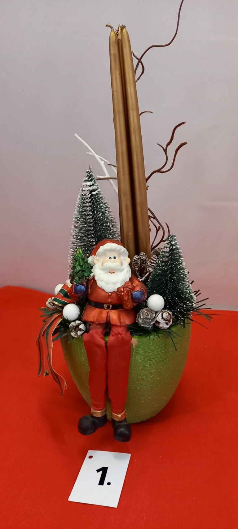 zöld kaspós mikulás 4 gyertyával