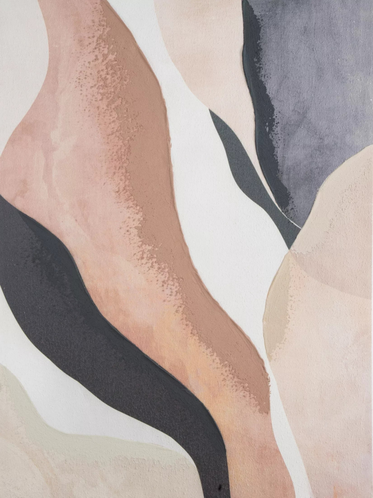 Absztrakciófestmény bézs, krémszín, kézzel festve vászonra, 60x80 cm